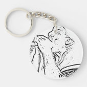 Harmonika-Spieler mit Trommel-Kontur Schlüsselanhänger (Vorderseite)