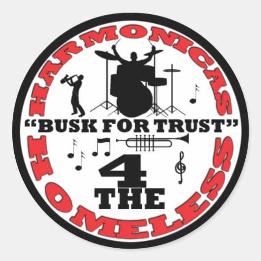 Harmonikas für Obdachlose Runder Aufkleber (Vorderseite)