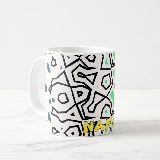 Harmonisch Gelb, Grün, Blau und Schwarz Kaffeetasse (Vorderseite Links)