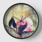Harmonisch rosa Blume Schwarze Blätter Abstrakt Uhr (Vorderseite)