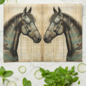 Harmonische Akzente der Pferdezucht Geschirrtuch (Gefaltet)