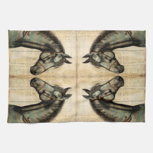 Harmonische Akzente der Pferdezucht Geschirrtuch (Horizontal)