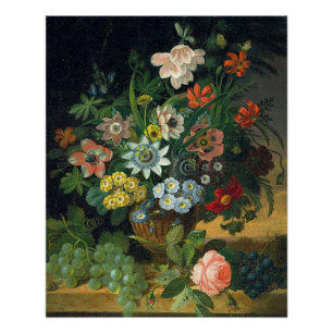 Harmonische Blume, Obst, Schmetterlinge Poster