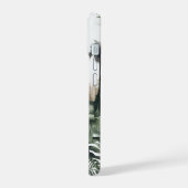 Harmonische Stadt-Silhouette in Braun mit Pflanzen iPhone 15 Hülle (Linke Seite)