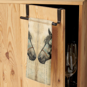 Harmonisches Equine gekritzelte Akzente Geschirrtuch