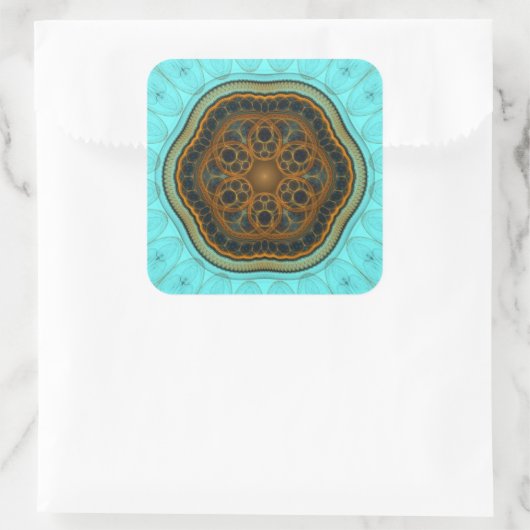 Harmonisches Fraktal Mandala Quadratischer Aufkleber (Tasche)