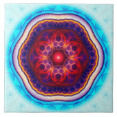 Harmonisches Fraktal Rosa Mandala Fliese (Vorderseite)