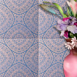 Harmonisches geometrisches Muster in Blau Pink Fliese<br><div class="desc">Dies ist eine faszinierende Keramik, die das Auge sofort mit ihrem komplizierten und symmetrischen Design zeichne. Die Kachel ist mit einem zauberhaften 8-Punkte-Stern in der Mitte geschmückt, umgeben von einem ausgeklügelten Blumenmuster. Das Design ist in einer sanften Farbpalette aus Blau und cremefarbenem Rosa gehalten, wodurch eine harmonische Farbmischung entsteht. Diese...</div>