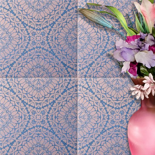 Harmonisches geometrisches Muster in Blau Pink Fliese