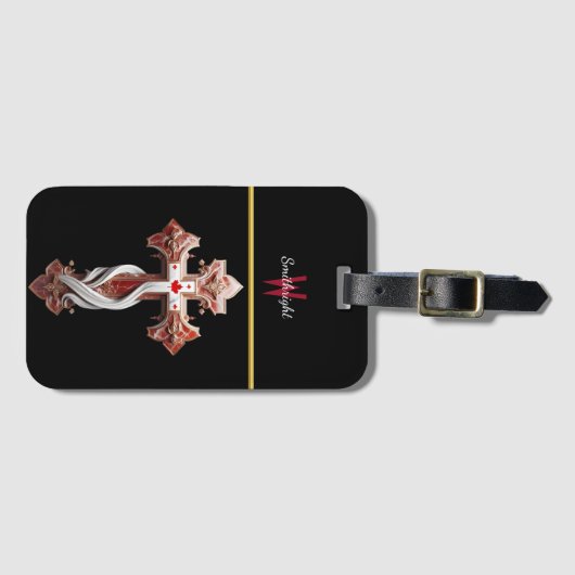 Harmonisches Mischkreuz mit Rot-Weiß-Design Gepäckanhänger (Vorderseite (Horizontal))