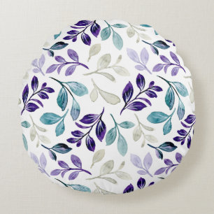 Harmonisches Wasserfarben-Blattdesign Rundes Kissen