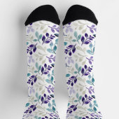 Harmonisches Wasserfarben-Blattdesign Socken (Oben)