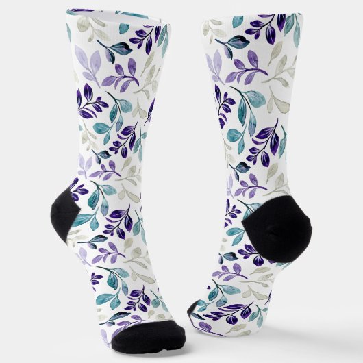 Harmonisches Wasserfarben-Blattdesign Socken (Gewinkelt)