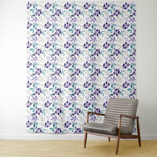 Harmonisches Wasserfarben-Blattdesign Wandteppich (Beispiel)