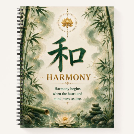 Harmony (和) Chinesisches Zeichen Notizbuch (Vorderseite)