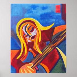 "Harmony" Abstrakte Art Girl mit Gitarre Poster
