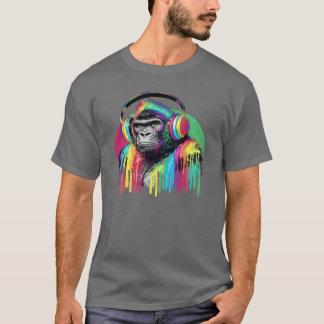 Harmony Beats Schimpanse mit Kopfhörer-Design T-Shirt