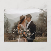 HARMONY Beige Script Wedding Foto Vielen Dank Postkarte (Vorderseite)