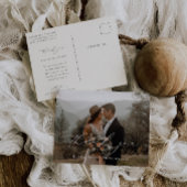HARMONY Beige Script Wedding Foto Vielen Dank Postkarte