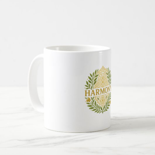 Harmony – Elegant Green & Gold Nature-Inspired Des Kaffeetasse (Vorderseite Links)