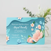 Harmony Floral Baby Dusche Einladung (Stehend Vorderseite)