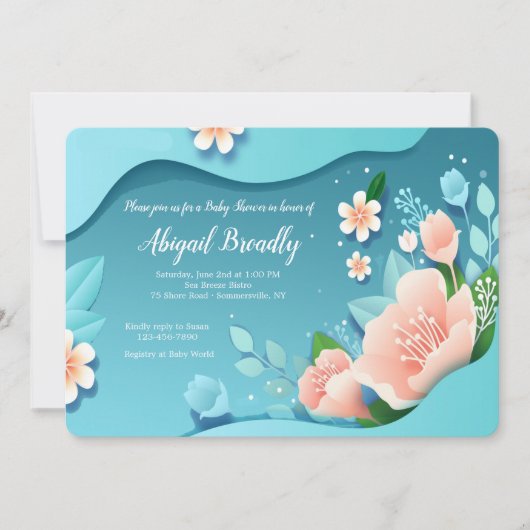 Harmony Floral Baby Dusche Einladung (Vorderseite)