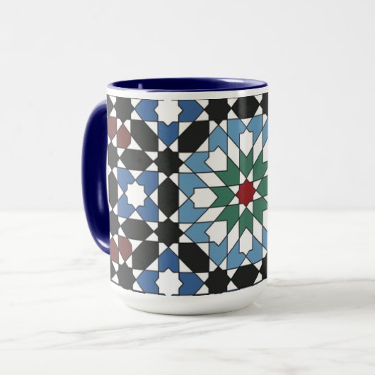 Harmony in Tiles – Moroccan Geometric Mug Tasse (Vorderseite Links)
