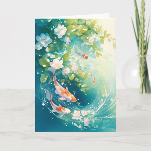 Harmony Koi in einem ruhigen Teich Karte (Vorderseite)