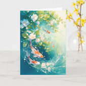 Harmony Koi in einem ruhigen Teich Karte (Gelbe Blume)