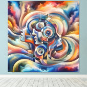 Harmony of Minds - Abstract Woman - Surreal Art Leinwanddruck (Insitu (Holzboden))