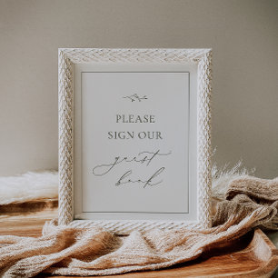 HARMONY Olive Green Guest Book Sign Poster