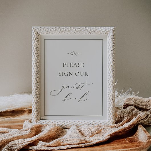 HARMONY Olive Green Guest Book Sign Poster