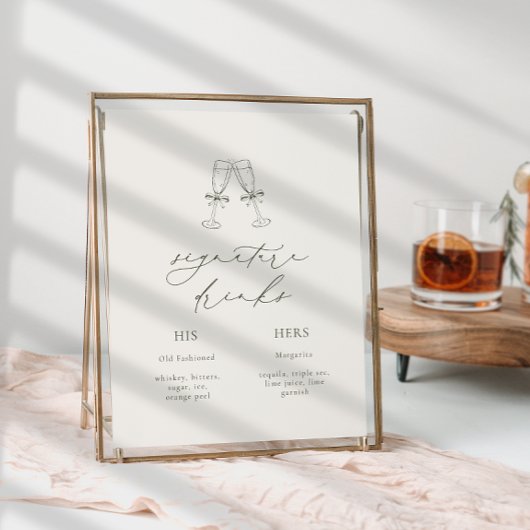 HARMONY Olive Green Signature Drinks Hochzeit Poster