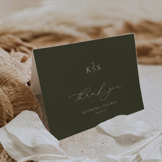 HARMONY Olive Green Wedding Foto Dankeskarte