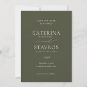 HARMONY Olive Green Wedding Foto Save The Date (Vorderseite)