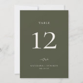 HARMONY Olive Green Wedding Tischnummer Card (Vorderseite)