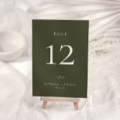 HARMONY Olive Green Wedding Tischnummer Card