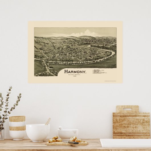 Harmony, PA Panoramic Karte - 1901 Poster (Küche)