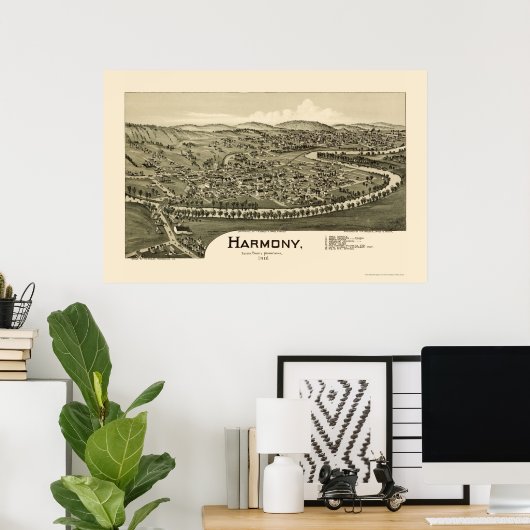 Harmony, PA Panoramic Karte - 1901 Poster (Heimbüro)