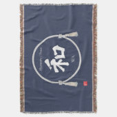 Harmony & Peace – Japanese Kanji Throw Blanket Decke (Vorderseite Vertikal)