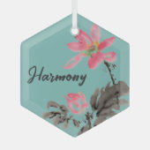 Harmony Positive Zitat Wasserfarben Floral Lotus Ornament Aus Glas (Vorderseite)
