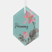 Harmony Positive Zitat Wasserfarben Floral Lotus Ornament Aus Glas (Vorderseite Links)