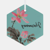 Harmony Positive Zitat Wasserfarben Floral Lotus Ornament Aus Glas (Rückseite)