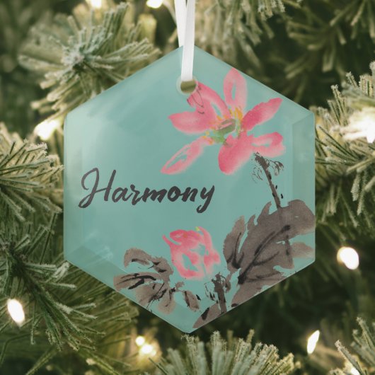 Harmony Positive Zitat Wasserfarben Floral Lotus Ornament Aus Glas (Insitu)