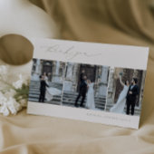 HARMONY Sage Green Minimalistisch 3 Foto Hochzeit Dankeskarte