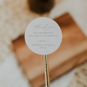 HARMONY Sage Green Minimalistisch Wedding Vielen D Runder Aufkleber
