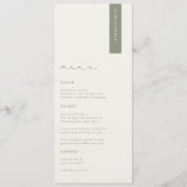 HARMONY Sage Green Modern Wedding Menu Platzkarte Menükarte (Vorderseite)