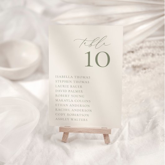 HARMONY Sage Green Seating Tischnummer Card