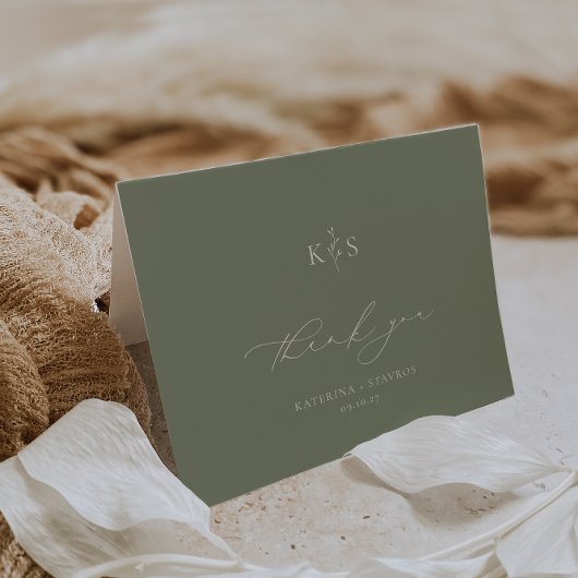 HARMONY Sage Green Wedding Foto Dankeskarte