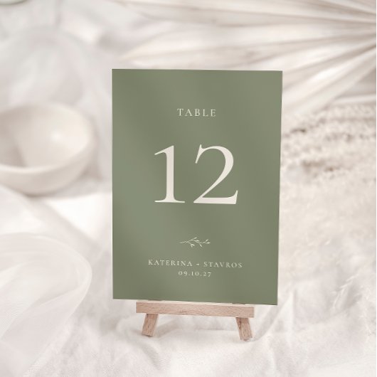 HARMONY Sage Green Wedding Tischnummer Card